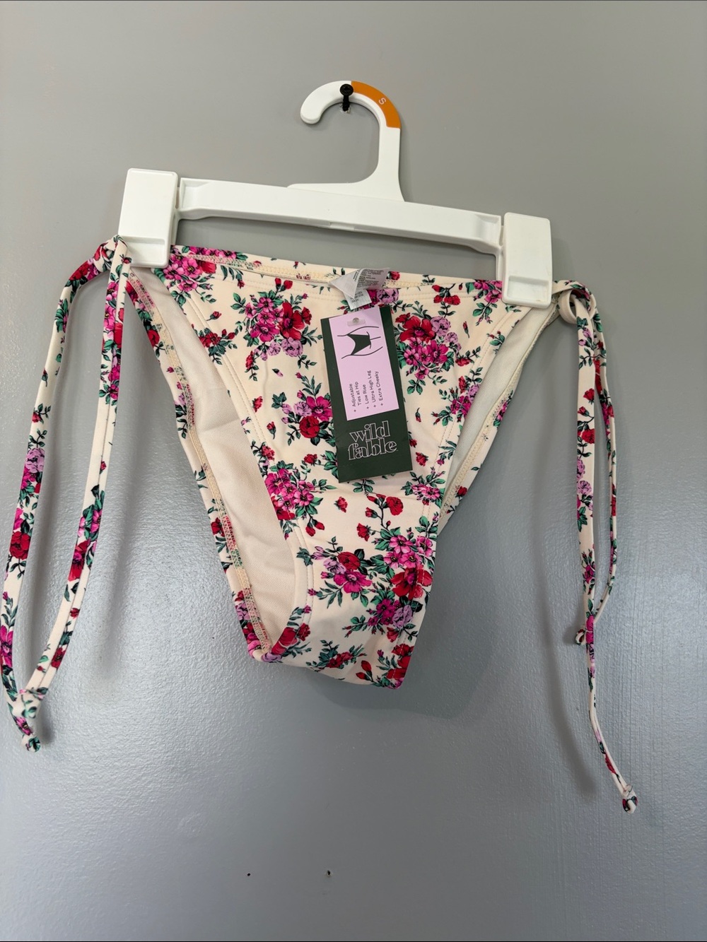 Wild Fable Cream Floral Tie-Side Bikini Bottoms